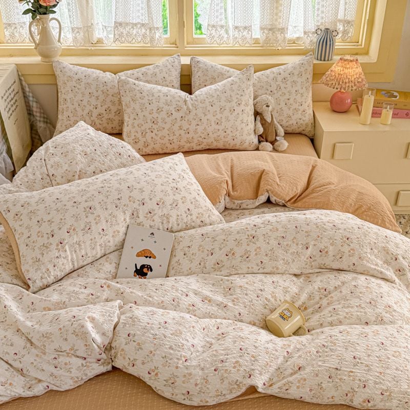 4Pcs PreCloud Linen | Set Đũi Xu Kem Style trẻ trung hiện đại | ID 4PCSPRECLOUD43