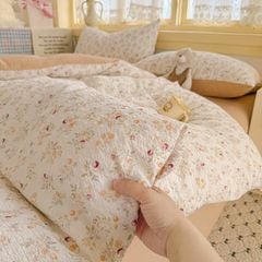 4Pcs PreCloud Linen | Set Đũi Xu Kem Style trẻ trung hiện đại | ID 4PCSPRECLOUD43