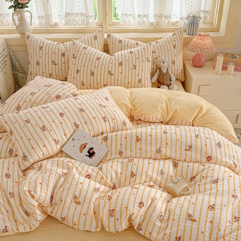 4Pcs PreCloud Linen | Set Đũi Xu Kem Style trẻ trung hiện đại | ID 4PCSPRECLOUD44