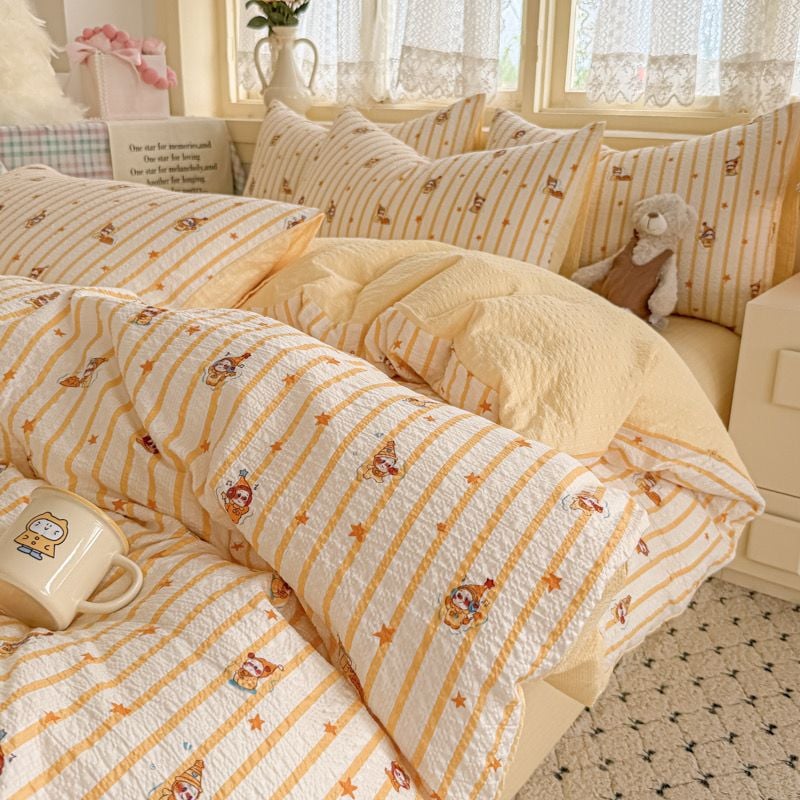4Pcs PreCloud Linen | Set Đũi Xu Kem Style trẻ trung hiện đại | ID 4PCSPRECLOUD44