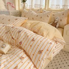 4Pcs PreCloud Linen | Set Đũi Xu Kem Style trẻ trung hiện đại | ID 4PCSPRECLOUD44