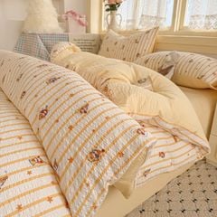 4Pcs PreCloud Linen | Set Đũi Xu Kem Style trẻ trung hiện đại | ID 4PCSPRECLOUD44