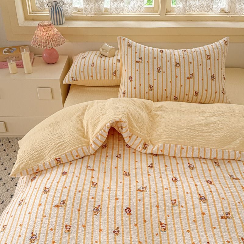 4Pcs PreCloud Linen | Set Đũi Xu Kem Style trẻ trung hiện đại | ID 4PCSPRECLOUD44