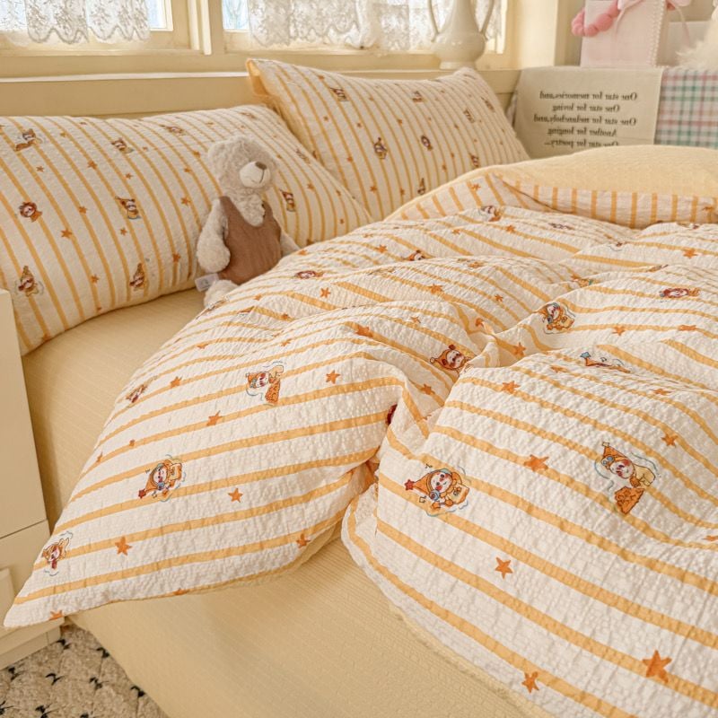 4Pcs PreCloud Linen | Set Đũi Xu Kem Style trẻ trung hiện đại | ID 4PCSPRECLOUD44