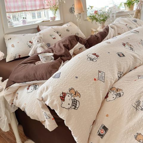 4Pcs PreCloud Linen | Set Đũi Xu Kem Style trẻ trung hiện đại | ID 4PCSPRECLOUD46