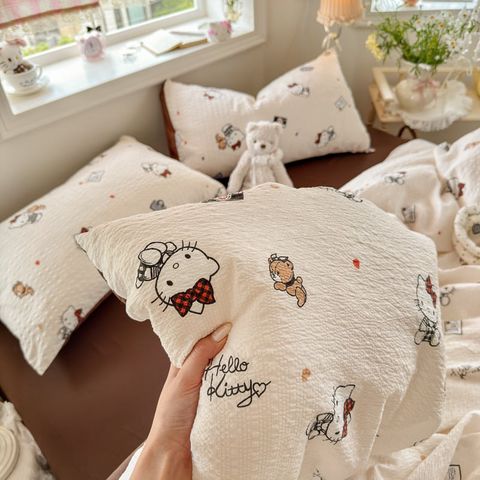 4Pcs PreCloud Linen | Set Đũi Xu Kem Style trẻ trung hiện đại | ID 4PCSPRECLOUD46