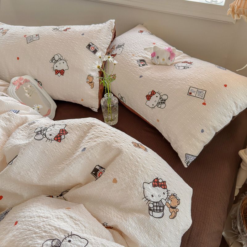 4Pcs PreCloud Linen | Set Đũi Xu Kem Style trẻ trung hiện đại | ID 4PCSPRECLOUD46