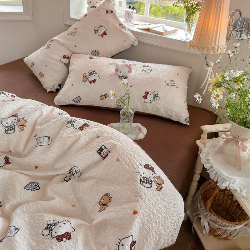 4Pcs PreCloud Linen | Set Đũi Xu Kem Style trẻ trung hiện đại | ID 4PCSPRECLOUD46