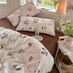 4Pcs PreCloud Linen | Set Đũi Xu Kem Style trẻ trung hiện đại | ID 4PCSPRECLOUD46