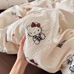 4Pcs PreCloud Linen | Set Đũi Xu Kem Style trẻ trung hiện đại | ID 4PCSPRECLOUD46