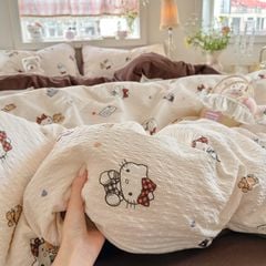4Pcs PreCloud Linen | Set Đũi Xu Kem Style trẻ trung hiện đại | ID 4PCSPRECLOUD46