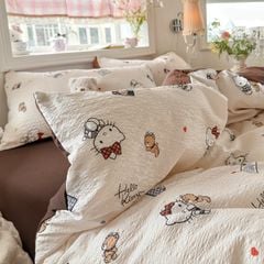 4Pcs PreCloud Linen | Set Đũi Xu Kem Style trẻ trung hiện đại | ID 4PCSPRECLOUD46