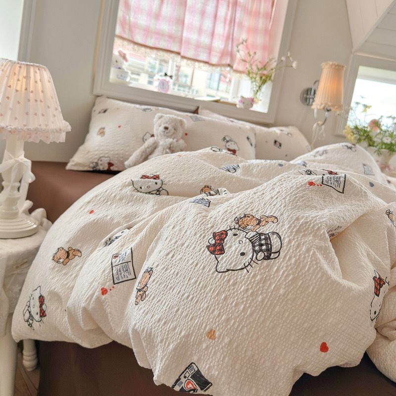 4Pcs PreCloud Linen | Set Đũi Xu Kem Style trẻ trung hiện đại | ID 4PCSPRECLOUD46