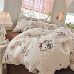 4Pcs PreCloud Linen | Set Đũi Xu Kem Style trẻ trung hiện đại | ID 4PCSPRECLOUD46