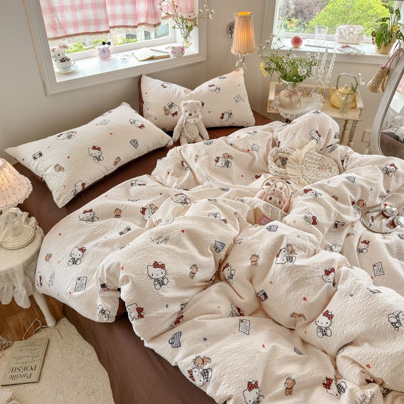 4Pcs PreCloud Linen | Set Đũi Xu Kem Style trẻ trung hiện đại | ID 4PCSPRECLOUD46