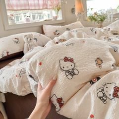 4Pcs PreCloud Linen | Set Đũi Xu Kem Style trẻ trung hiện đại | ID 4PCSPRECLOUD46