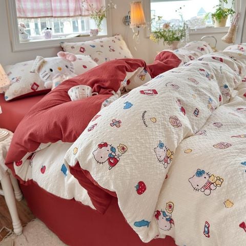 4Pcs PreCloud Linen | Set Đũi Xu Kem Style trẻ trung hiện đại | ID 4PCSPRECLOUD48