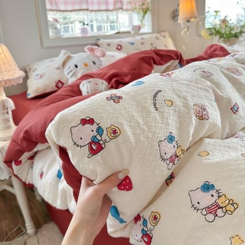4Pcs PreCloud Linen | Set Đũi Xu Kem Style trẻ trung hiện đại | ID 4PCSPRECLOUD48