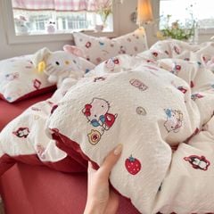 4Pcs PreCloud Linen | Set Đũi Xu Kem Style trẻ trung hiện đại | ID 4PCSPRECLOUD48