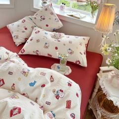 4Pcs PreCloud Linen | Set Đũi Xu Kem Style trẻ trung hiện đại | ID 4PCSPRECLOUD48