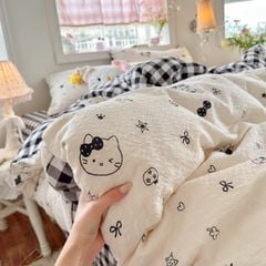 4Pcs PreCloud Linen | Set Đũi Xu Kem Style trẻ trung hiện đại | ID 4PCSPRECLOUD49