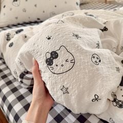 4Pcs PreCloud Linen | Set Đũi Xu Kem Style trẻ trung hiện đại | ID 4PCSPRECLOUD49