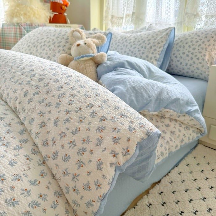 4Pcs PreCloud Linen | Set Đũi Xu Kem Style trẻ trung hiện đại | ID 4PCSPRECLOUD34