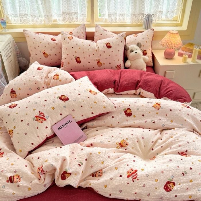 4Pcs PreCloud Linen | Set Đũi Xu Kem Style trẻ trung hiện đại | ID 4PCSPRECLOUD51