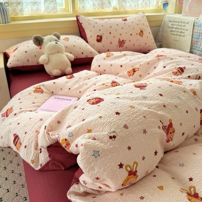 4Pcs PreCloud Linen | Set Đũi Xu Kem Style trẻ trung hiện đại | ID 4PCSPRECLOUD51