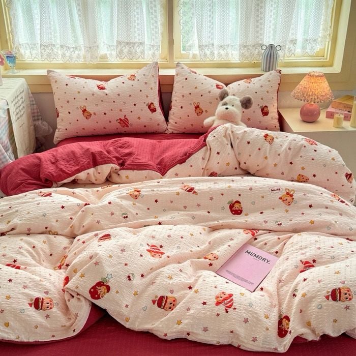 4Pcs PreCloud Linen | Set Đũi Xu Kem Style trẻ trung hiện đại | ID 4PCSPRECLOUD51