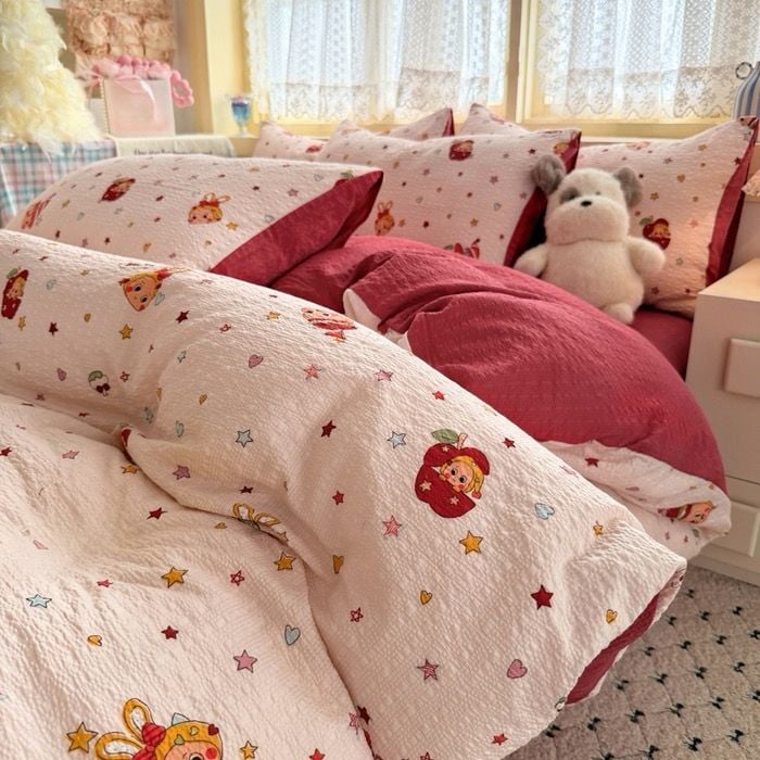 4Pcs PreCloud Linen | Set Đũi Xu Kem Style trẻ trung hiện đại | ID 4PCSPRECLOUD51