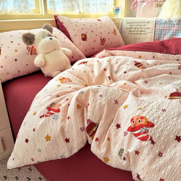 4Pcs PreCloud Linen | Set Đũi Xu Kem Style trẻ trung hiện đại | ID 4PCSPRECLOUD51
