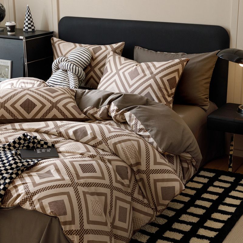 4Pcs Cotton 40s 130*70 gram/inch | Cotton Digital Printing Cover BedSet | ID COTTON4PCS025COLOR017