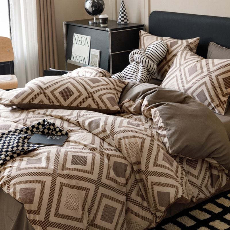 4Pcs Cotton 40s 130*70 gram/inch | Cotton Digital Printing Cover BedSet | ID COTTON4PCS025COLOR017