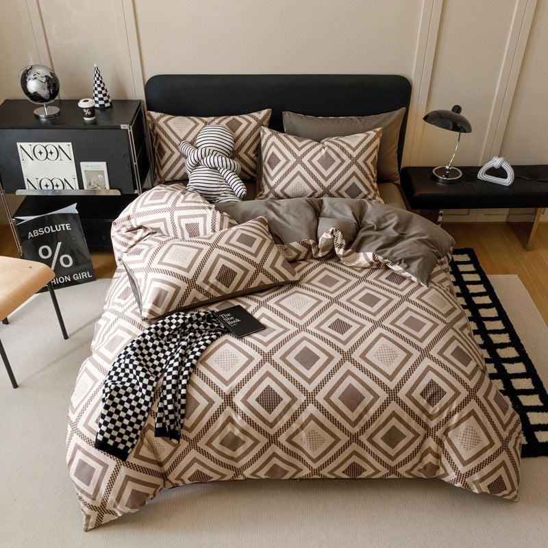 4Pcs Cotton 40s 130*70 gram/inch | Cotton Digital Printing Cover BedSet | ID COTTON4PCS025COLOR017