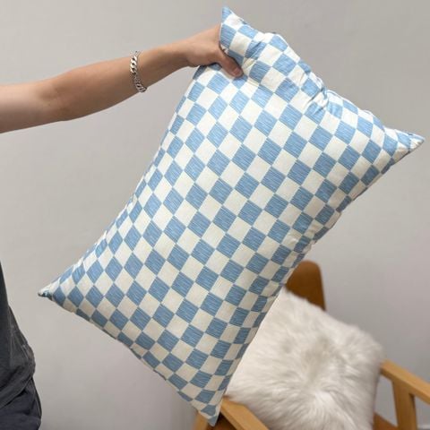 Ruột Gối Bông Đậu Cotton Đũi của nhà MARK HOME size 48*74cm BlueKaro
