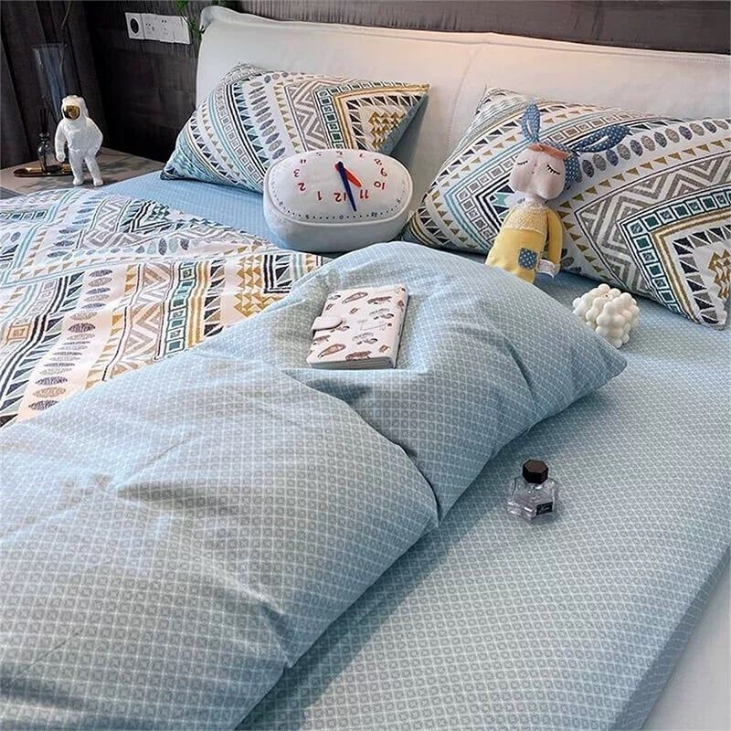 4Pcs Cotton 40s 130*70 gram/inch | Cotton Digital Printing Cover BedSet | ID COTTON4PCS025COLOR019