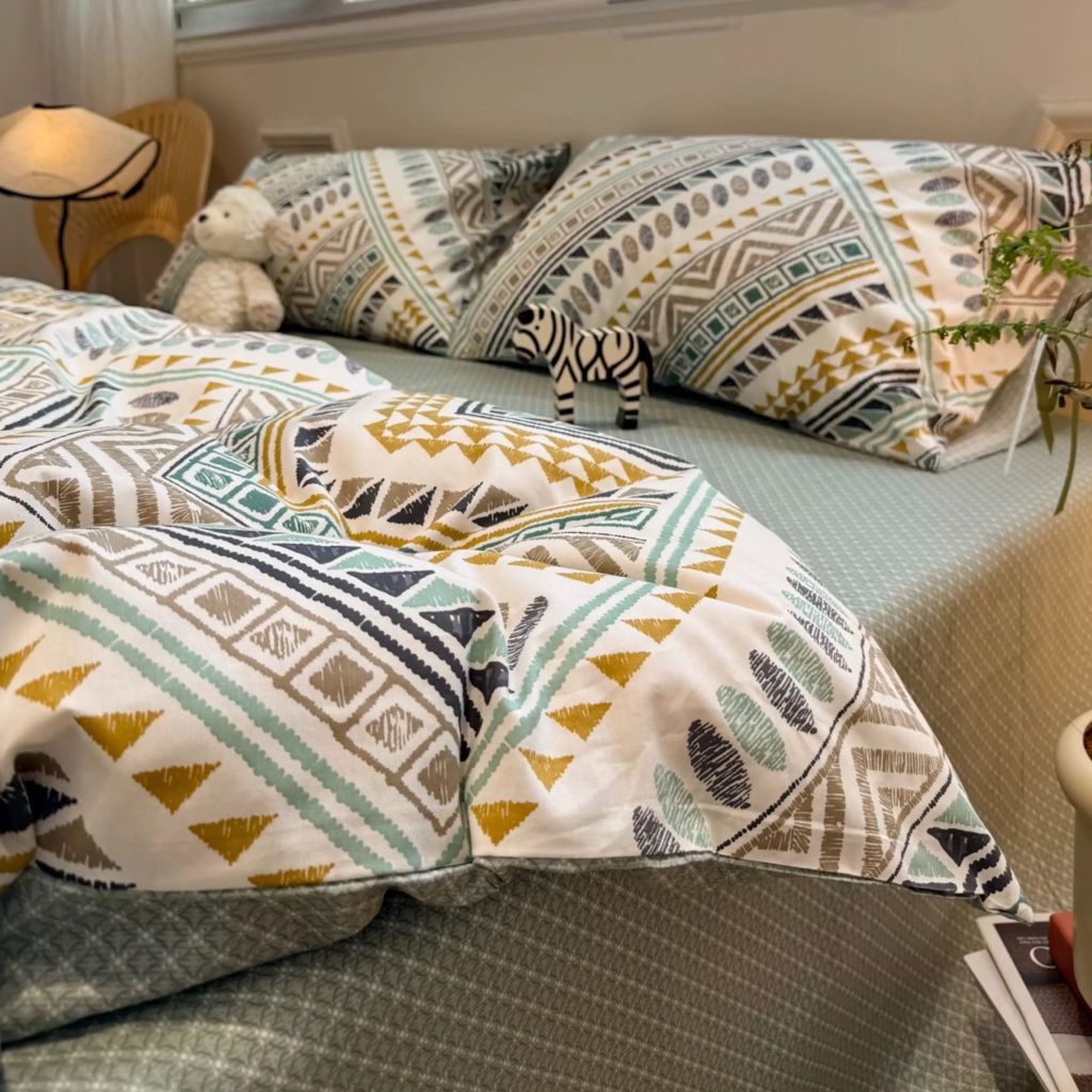 4Pcs Cotton 40s 130*70 gram/inch | Cotton Digital Printing Cover BedSet | ID COTTON4PCS025COLOR019