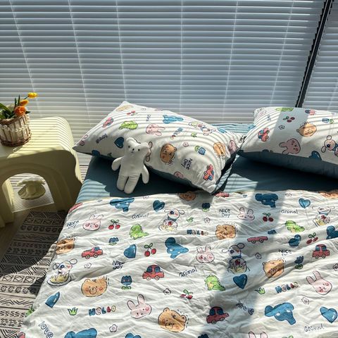 Bộ Chăn Ga Cotton Linen MARK HOME Car Funny