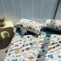 Bộ Chăn Ga Cotton Linen MARK HOME Car Funny