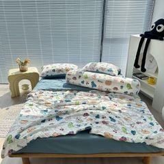 Bộ Chăn Ga Cotton Linen MARK HOME Car Funny