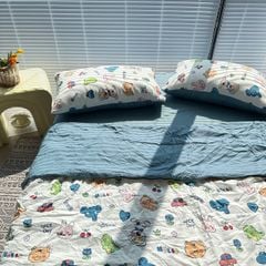 Bộ Chăn Ga Cotton Linen MARK HOME Car Funny