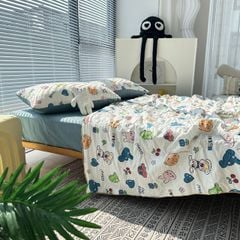 Bộ Chăn Ga Cotton Linen MARK HOME Car Funny