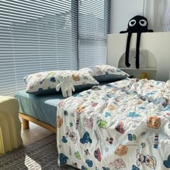 Bộ Chăn Ga Cotton Linen MARK HOME Car Funny