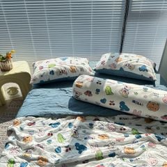 Bộ Chăn Ga Cotton Linen MARK HOME Car Funny
