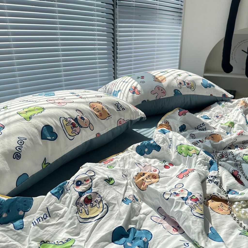 Bộ Chăn Ga Cotton Linen MARK HOME Car Funny