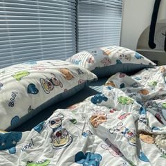 Bộ Chăn Ga Cotton Linen MARK HOME Car Funny