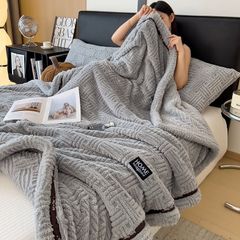 Home Text Wool Blanket | Chăn lông cừu dệt nổi 3D (1,6kg) | Ghi Xám Dark Grey