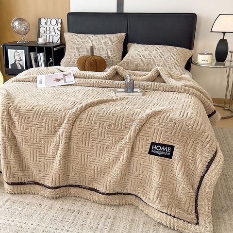 Home Text Wool Blanket Chăn lông cừu dệt nổi 3D 1,6kg | Mầu Cafe Sữa Mocha
