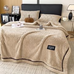 Home Text Wool Blanket Chăn lông cừu dệt nổi 3D 1,6kg | Mầu Cafe Sữa Mocha